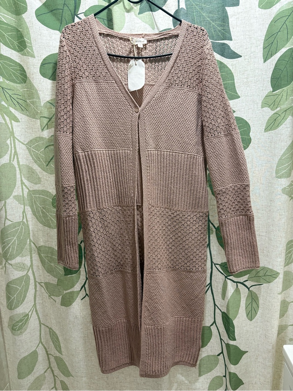 Hem & Thread Long Open Knit Cardigan - Taupe